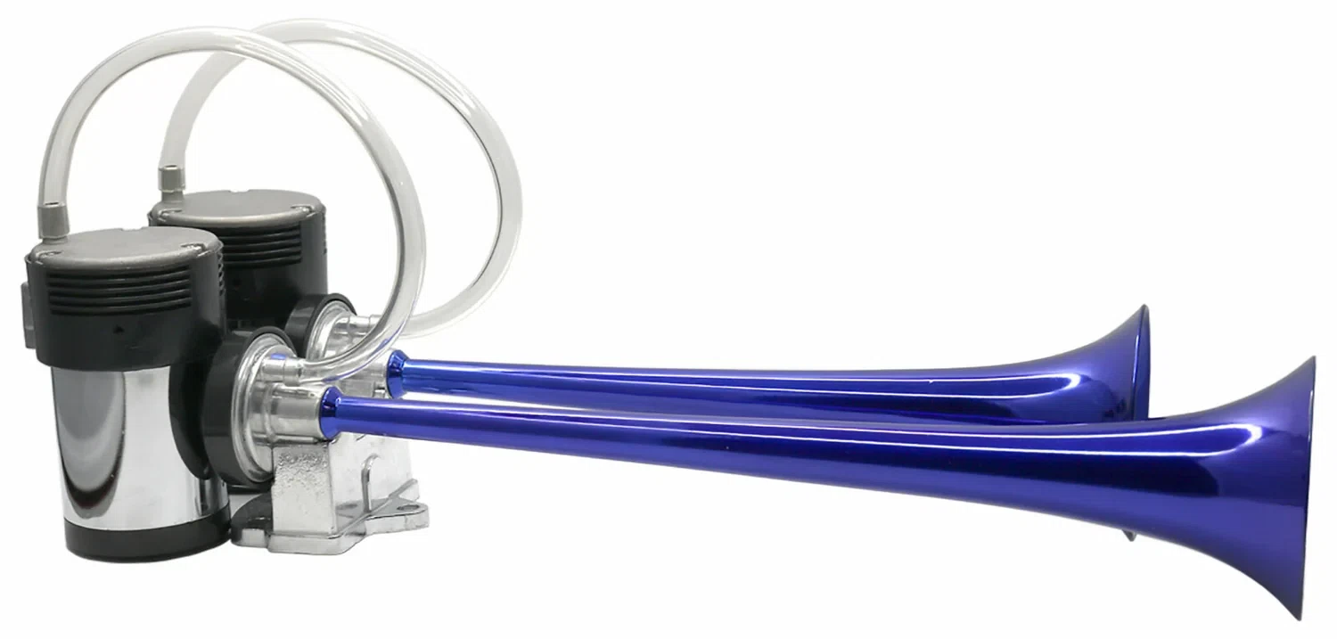 Universal Dual Horns With Compressors And Mounting Hardware-Blue-LAH611BL